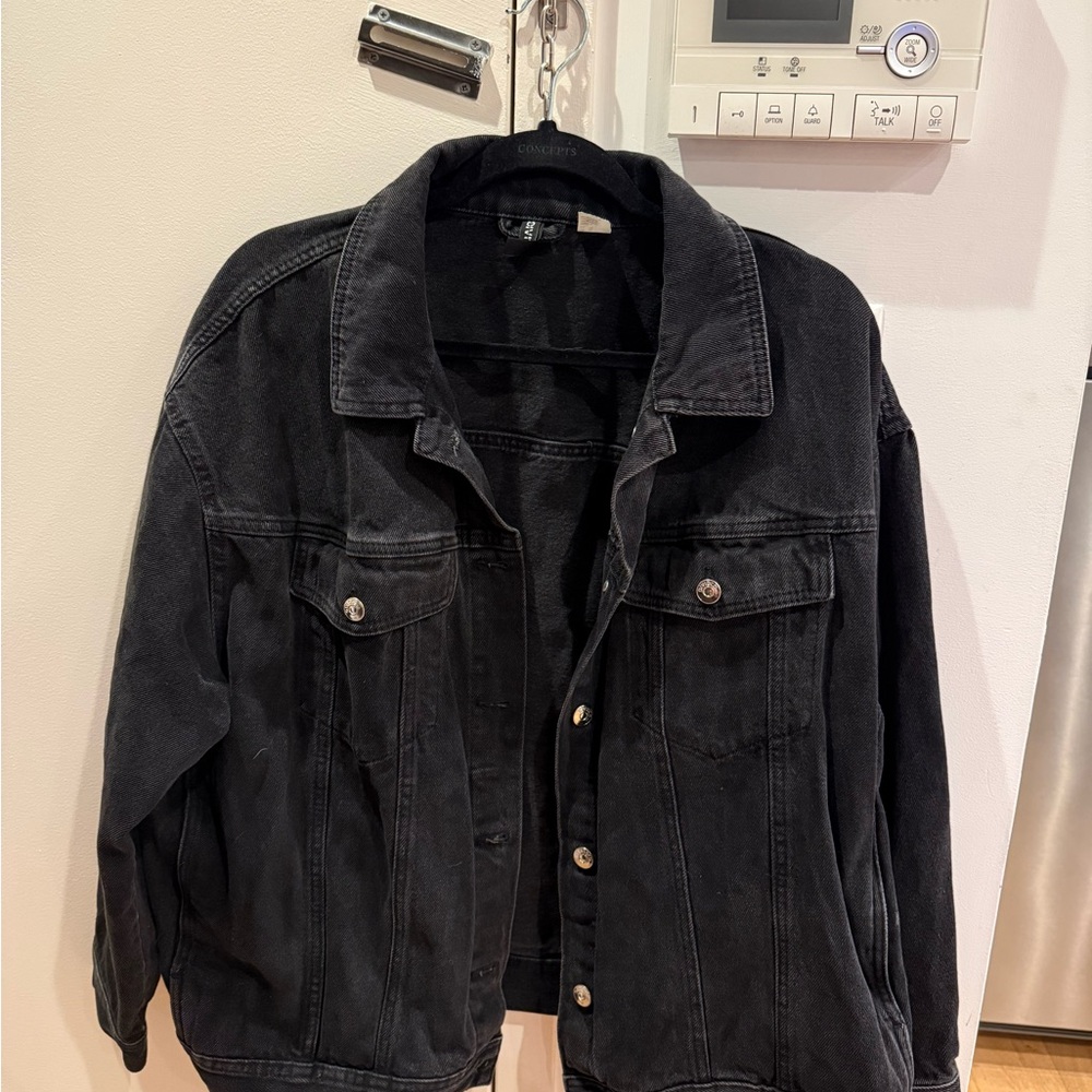Divided Black Denim Jacket with Button Front